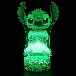 Stitch 3D lampe med fjernbetjening_16 lysfarver - dæmpbar